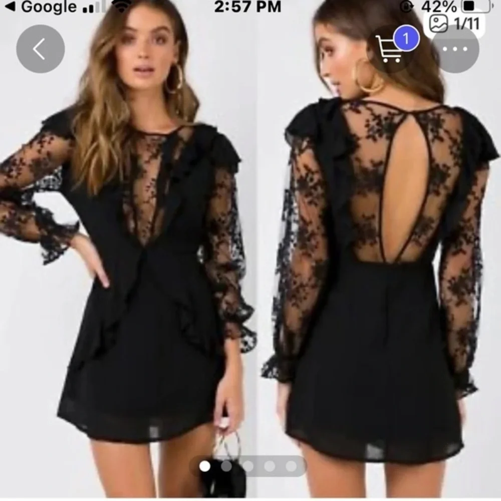 Princess Polly Dress Black Floral Lace Mini Sorcerer Design
